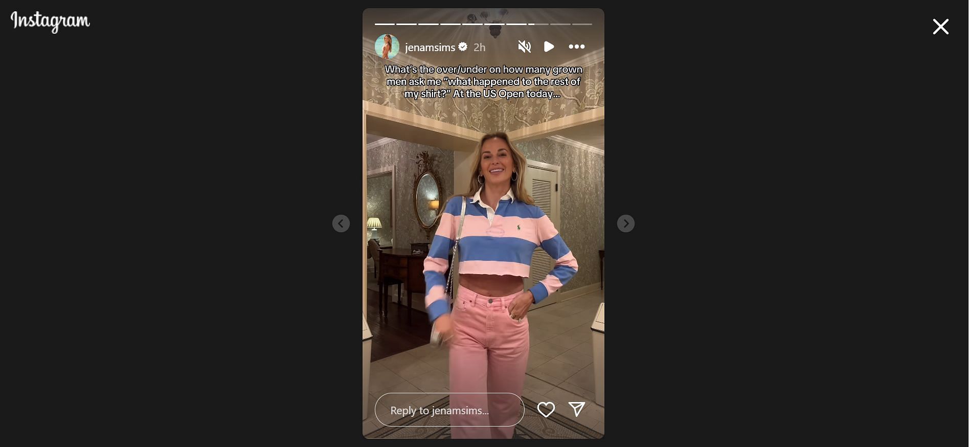 Jena Sims shows off her outfit (Image Credit: IG via @jenamsims)